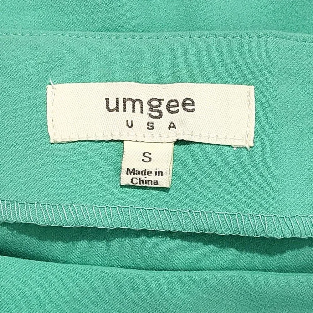 Umgee Tulip Hem Mini Skirt Mint Green/Blue Side Zipper